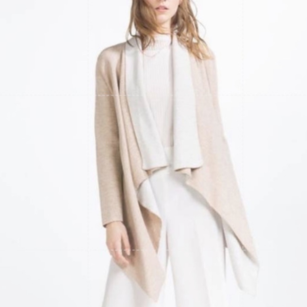 ZARA Knit Waterfall Open Cardigan